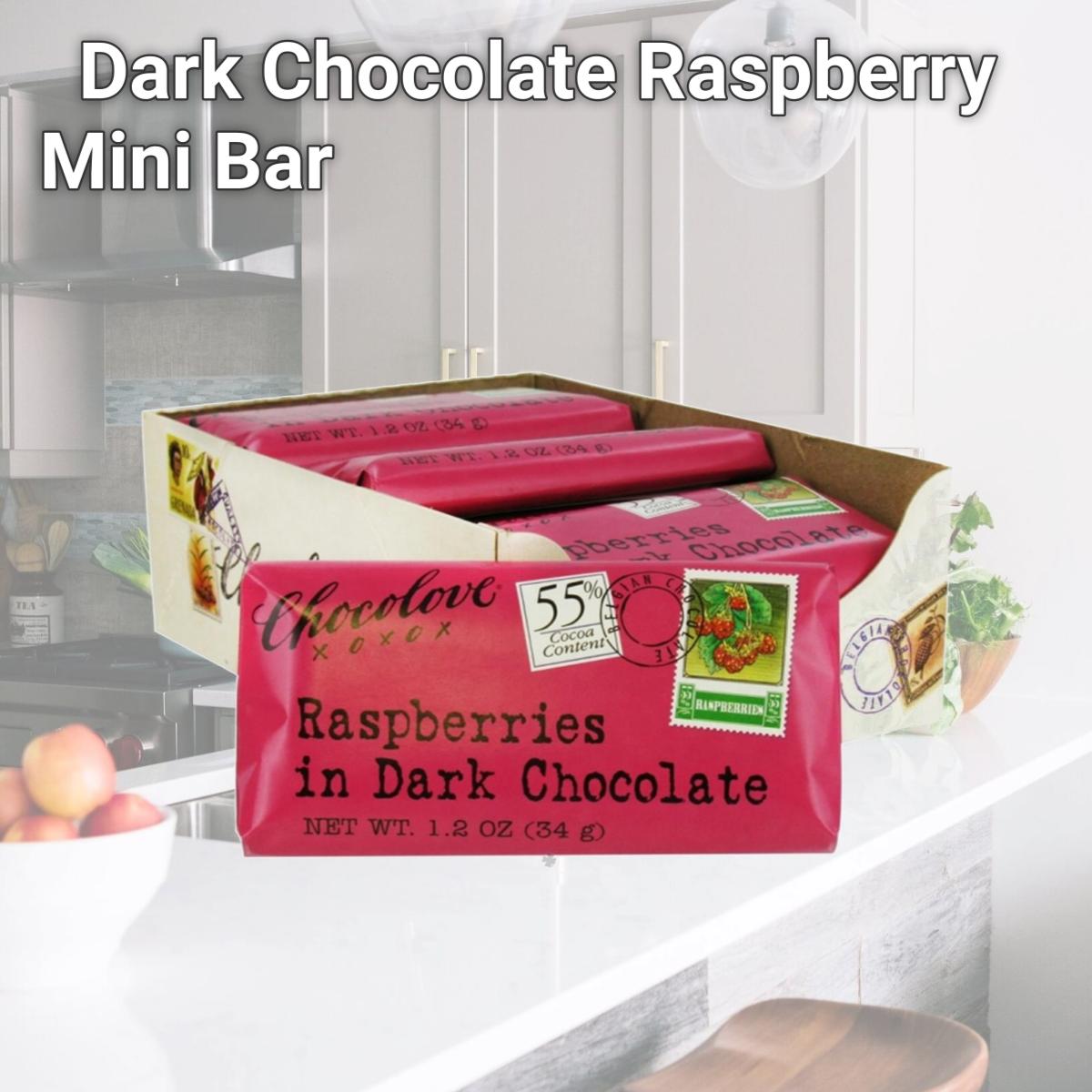 Picture of Chocolove Xoxo 20841 Dark Chocolate Raspberry Mini Bar