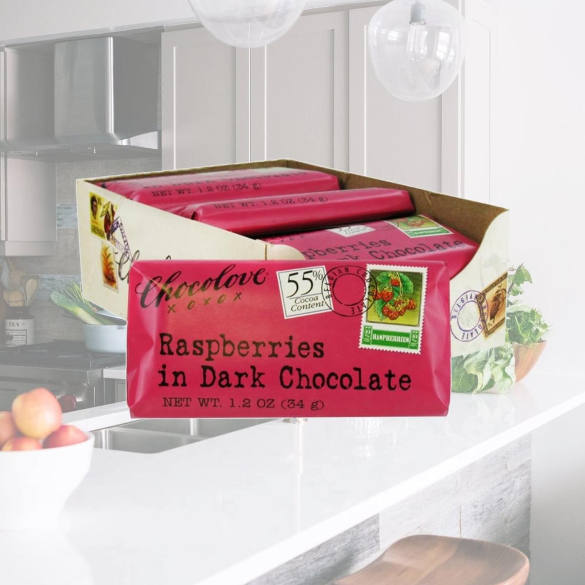 Picture of Chocolove Xoxo 20841 Dark Chocolate Raspberry Mini Bar