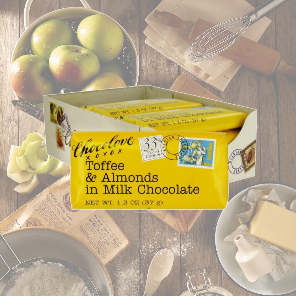 Picture of Chocolove Xoxo 20839 Milk Chocolate Toffee & Almond Mini Bar