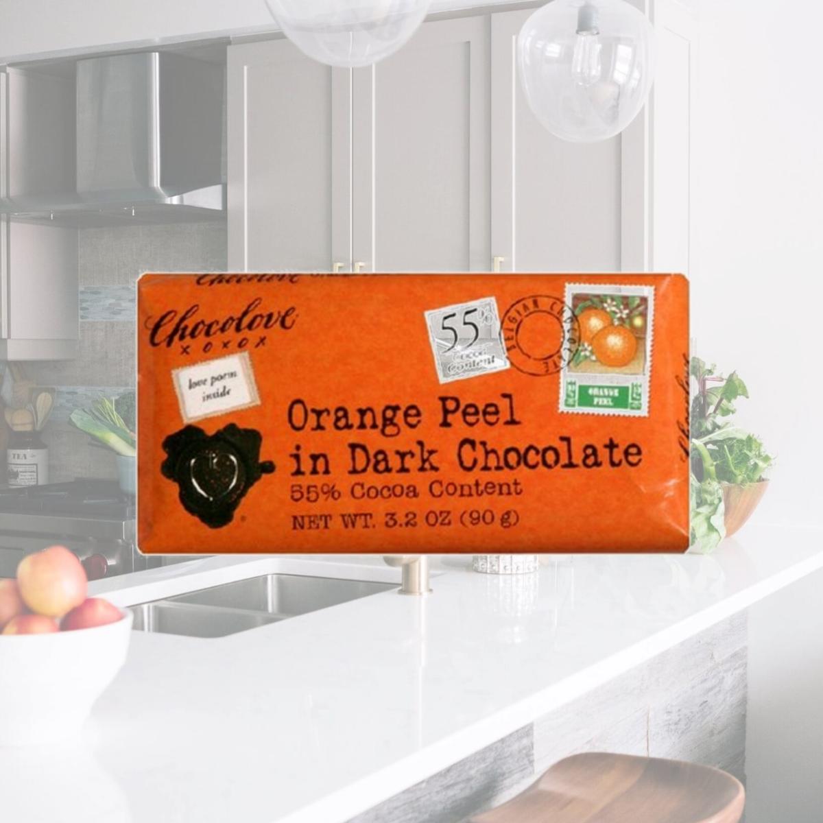 Picture of Chocolove Xoxo 30388 Dark Chocolate Orange Peel Bar