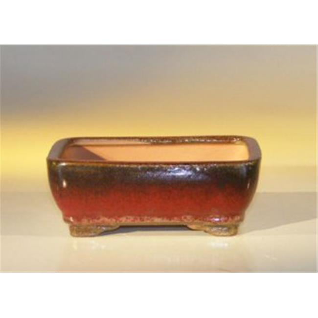 5 in. Ceramic Bonsai Pot, Parisian Red - Rectangle