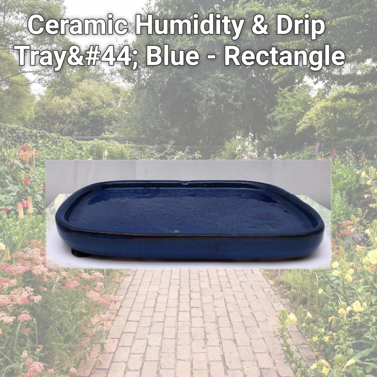 Picture of Bonsai Boy T1007 Ceramic Humidity & Drip Tray&#44; Blue - Rectangle