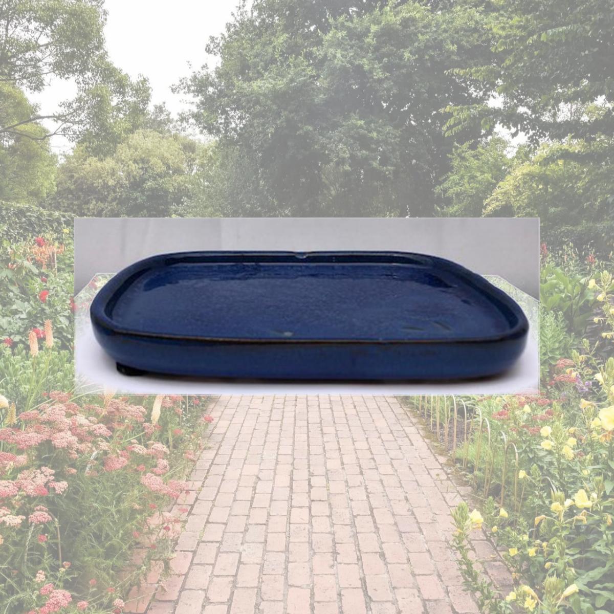 Picture of Bonsai Boy T1007 Ceramic Humidity & Drip Tray&#44; Blue - Rectangle