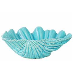 Bm133310 Ceramic Open Valve Clam Seashell Sculpture - Blue - 11.5 X 8.5 X 4 In.