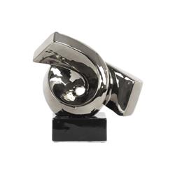Bm134128 Ceramic Ribbon Abstract Sculpture On Rectangle Base - Silver - 9.75 X 4.25 X 9.5 In.