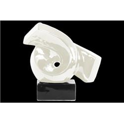 Bm134130 Creative Ribbon Abstract Sculpture On Rectangle Base - White - 9.75 X 4.25 X 9.5 In.