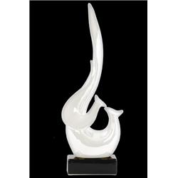 Bm134133 Ceramic Fire Abstract Sculpture On Rectangle Base - White - 5.75 X 4.25 X 16.25 In.