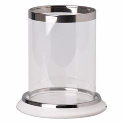 Bm148649 Notably Decorous Aiza Round Candle Holder, Clear & Silver