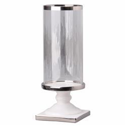 Bm148650 Admirably Modern Elliotte Pedestaled Candle Holder, Clear & Silver