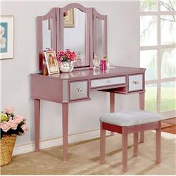 Bm122841 Clarisse Contemporary Vanity With Stool, Rose Gold