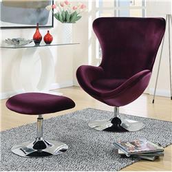 Bm123251 Eloise Contemporary Chair With Ottoman, Purple & Chrome