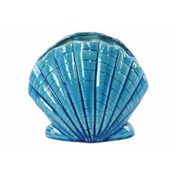 Bm132974 Clam Seashell Sculpture, Gloss Finish - Blue