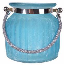 Light Blue Frosted Vase With Handle