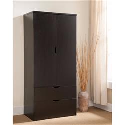 Bm141820 Spacious Two Door Wardrobe With Hanging Clothing Storage, Dark Brown