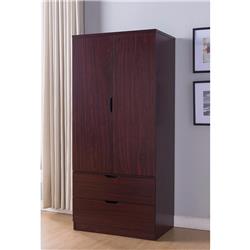 Bm141823 Sophisticated Two Door Wardrobe With Hanging Clothing Storage, Cherry Brown