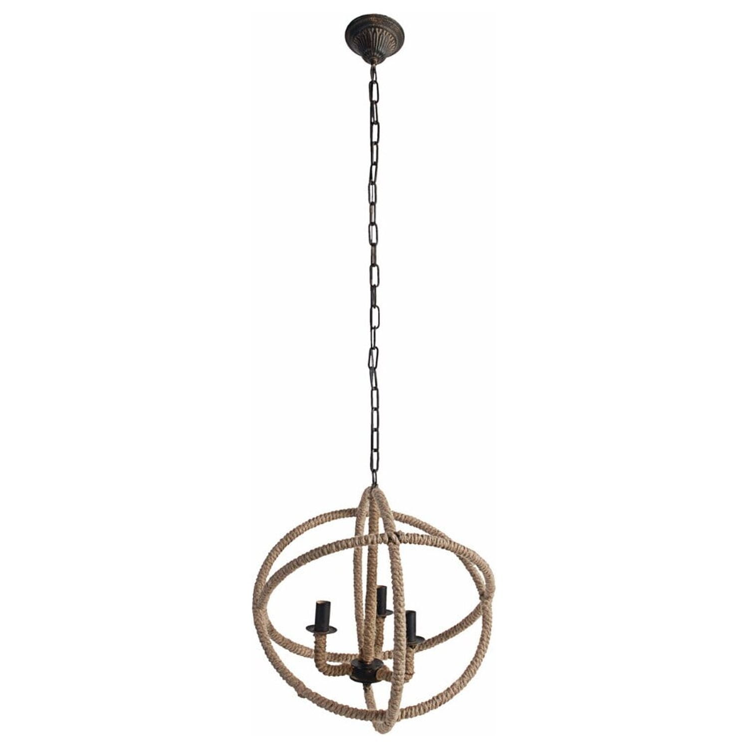 Bm149497 Impressive Cade-3 Light Roped Chandelier, Ivory