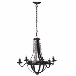 Bm149550 Slickly Laudable Tamsin Beads 6-light Chandelier, Black