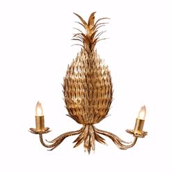 Bm154673 Beautifully Sculpted Iron Pineapple Wall Sconce, Gold
