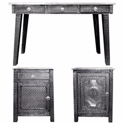 Bm155317 Of Traditional Style Wooden Console Table With Desk, Gray