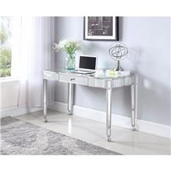 Bm159423 Elegantly Charmed Mirror Finish Writing Desk, Silver