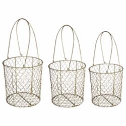 Bm155897 Metal Wire Mesh Storage Basket, Brown - Set Of 3