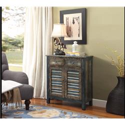 Bm154266 35 X 15 X 32 In. Commodious Console Table, Antique Oak & Teal Blue