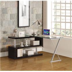 Bm158771 Writing Desk With Swivel, Clear Glass & Black