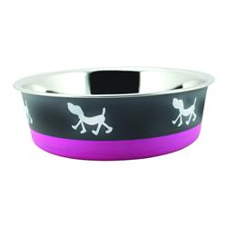 Bnc-10003 Spacious Stainless Steel Pet Bowl By - Pink & Gray
