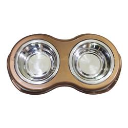 Bnc-14020 Pet Double Diner Bowl By - Copper & Silver
