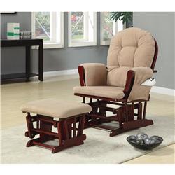 Bm159031 Chicly Elegant Glider Chair With Ottoman, Brown