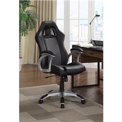 Bm159037 Sporty Executive High-back Leather Chair, Black