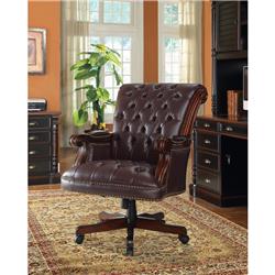 Bm159043 Leather Traditional Executive Home Office Chair, Dark Brown