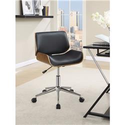 Bm159075 Contemporary Small-back Home Office Chair, Black & Walnut