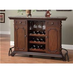 Bm69073 Wooden Traditional Bar Unit With Marble Top, Brown