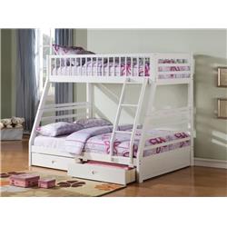 Bm163461 Wooden Twin & Full Bunk Bed With Drawers, White