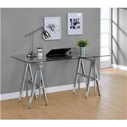 Bm159103 Adjustable Writing Desk With Sawhorse Legs, Clear & Silver
