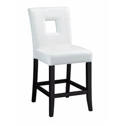 Casual Counter Height Chair With Vinyl Cushion, White - Set Of 2