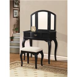 Bm163530 Wooden Vanity Desk With 1 Drawer & Stool, Black