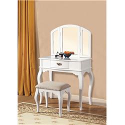 Bm163531 Wooden Vanity Desk With 1 Drawer & Stool, White