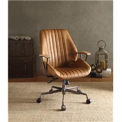 Bm163558 Metal & Leather Executive Office Chair, Coffee Brown