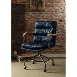 Bm163562 Metal & Leather Executive Office Chair, Vintage Blue