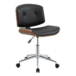 Bm163563 Metal & Wooden Office Armless Chair, Black & Walnut Brown