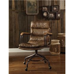 Bm163668 Metal & Leather Executive Office Chair, Vintage Whiskey Brown