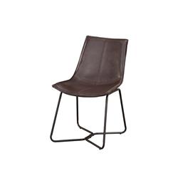 Bm171929 33.5 X 19.5 X 25 In. Bonded Leather Side Chairs With Metal Legs, Dark Brown - Set Of 2