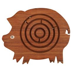 Bm174935 7 X 0.5 X 8.2 In. Wood Pig Shape Labyrinth Ball Maze Puzzle Game, Brown