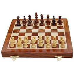 Bm174943 2.7 X 6.5 X 12.9 In. Handmade Magnetic Rosewood Folding Board Chess Set With Storage For Chessmen, Brown