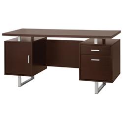 30 X 60 X 23.5 In. Double Pedestal Office Desk With Metal Sled Legs, Brown