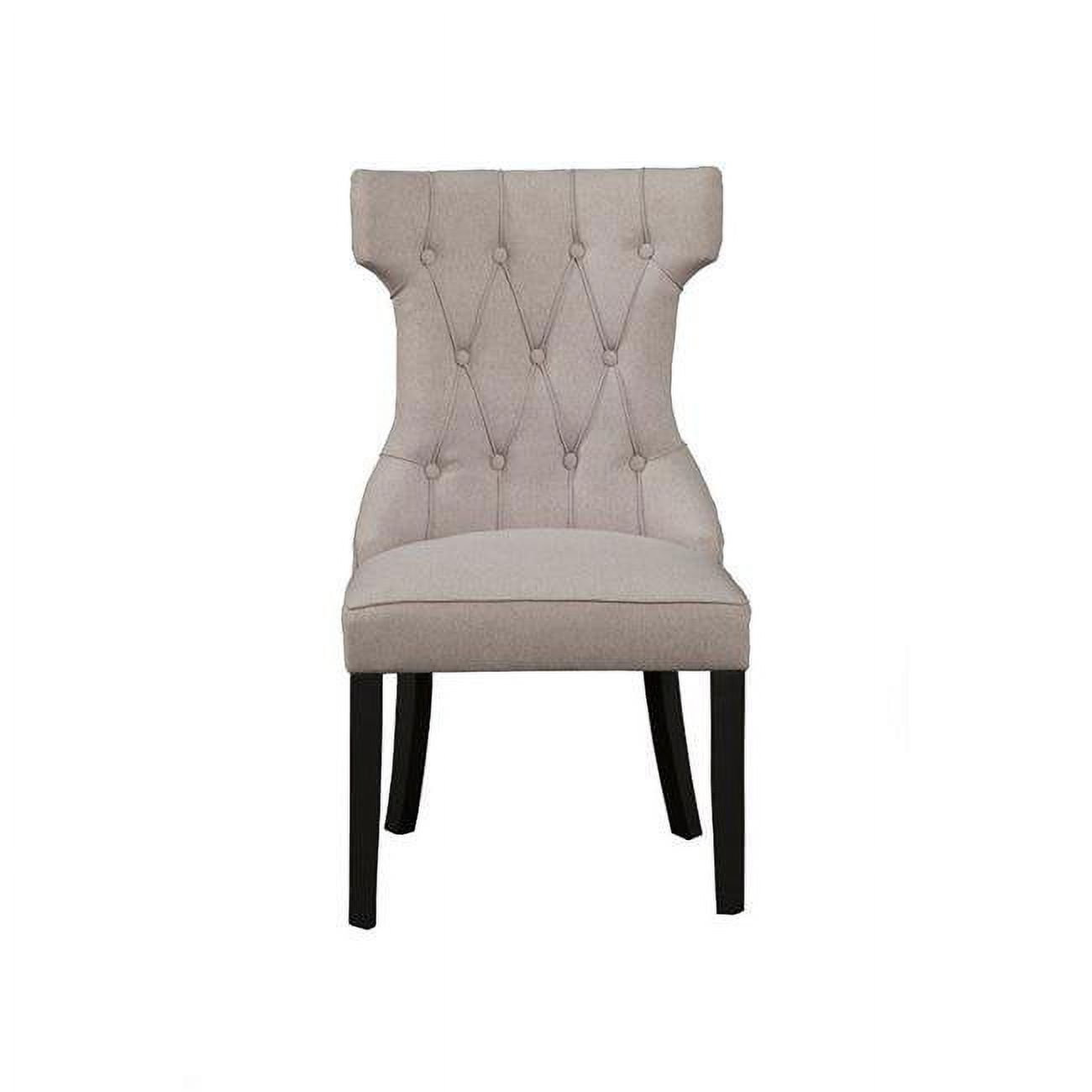 Bm171969 41 X 22 X 26.5 In. Upholstered Button Tufted Side Chairs With Wooden Base, Gray - Set Of 2