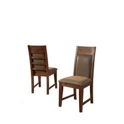 Bm172040 40.5 X 22 X 19 In. High Back Wooden Side Chair With Padded Upholstery, Brown - Set Of 2