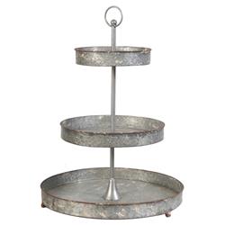 Bm165440 23.5 X 17 X 17 In. 3 -tiered Metal Food Stand, Silver
